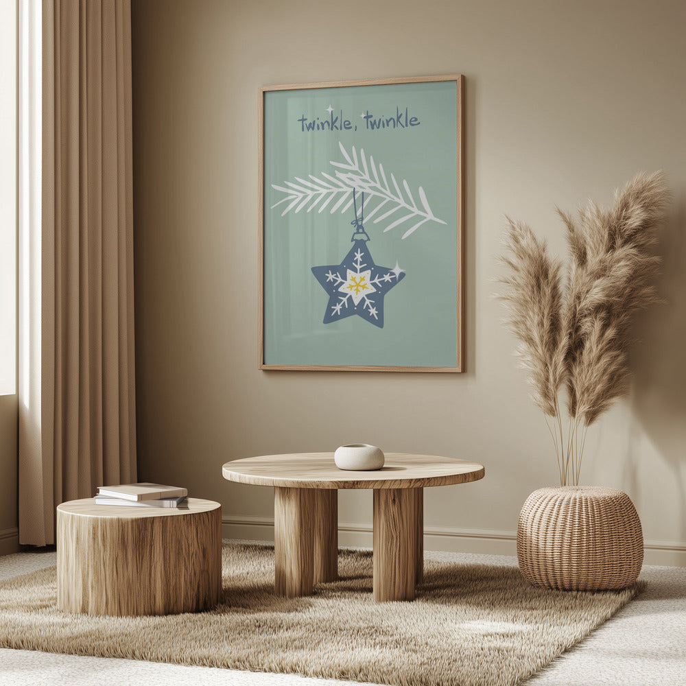 Cheerful twinkle Christmas star mint | Poster