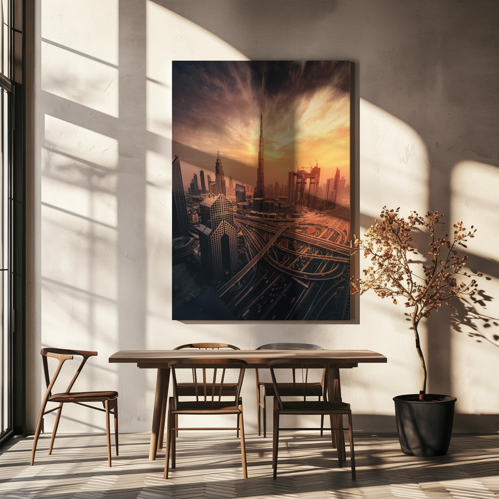 Il tramonto infuocato di Dubai | Stampe su Tela
