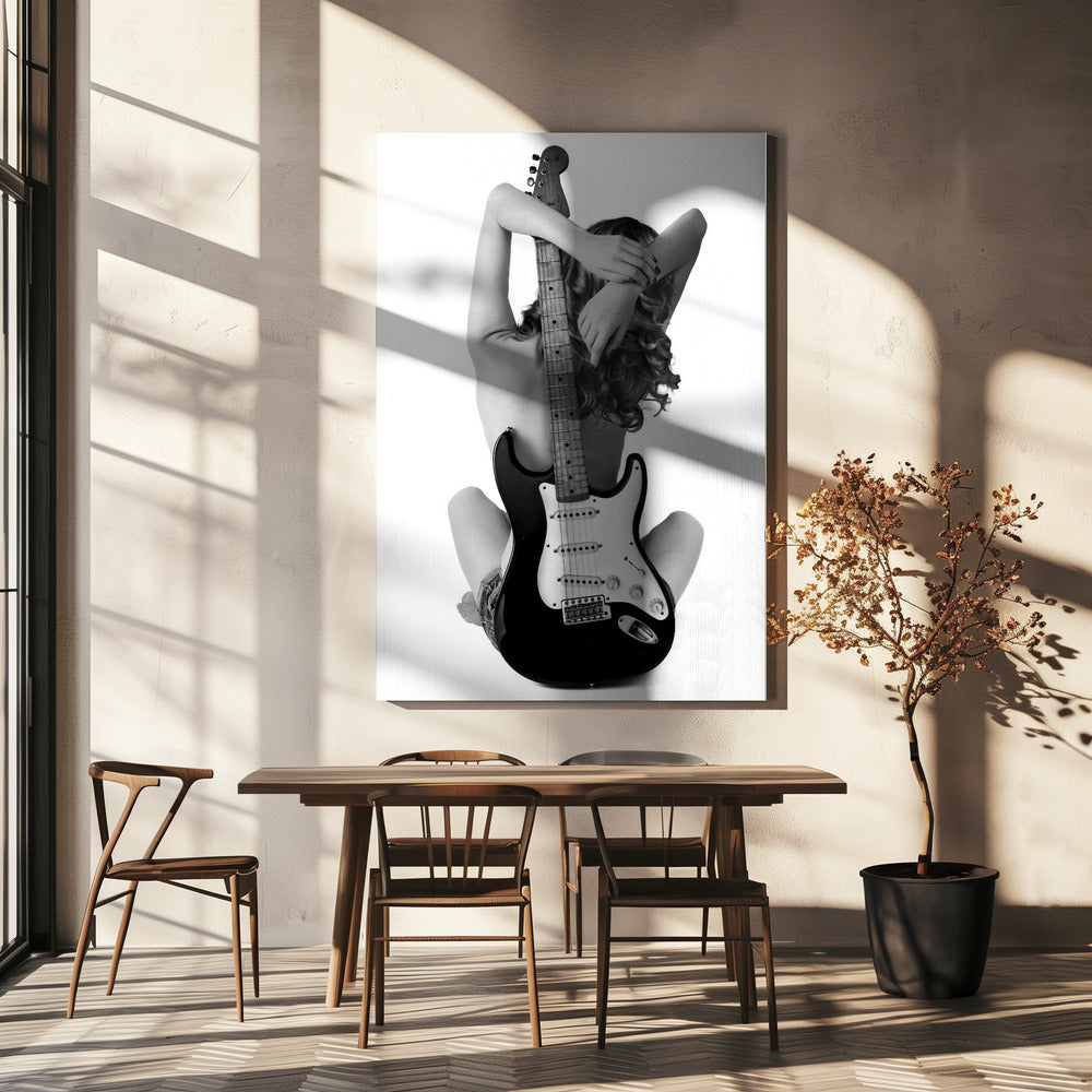 Lady und die Strat | Leinwand-Bilder