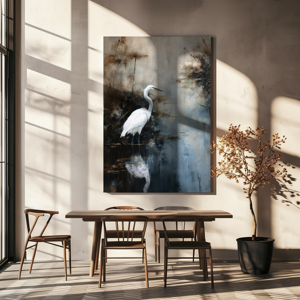 Aigrette dans le lac | Tableaux sur Toile