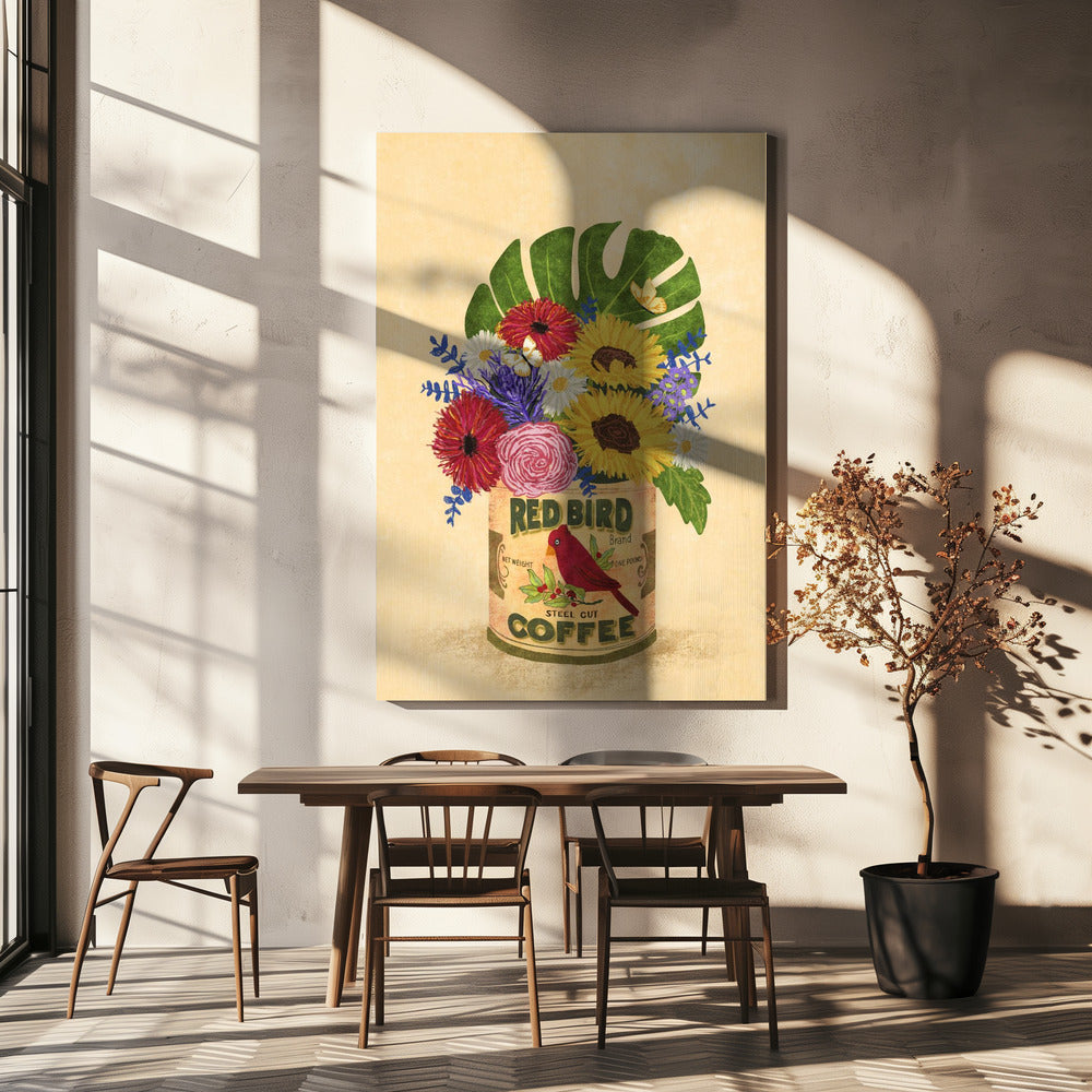 Fleurs dans une boîte à café vintage | Tableaux sur Toile