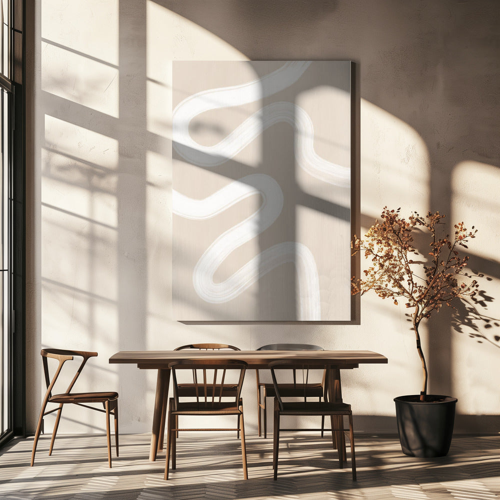 Disegno a una linea beige | Stampe su Tela