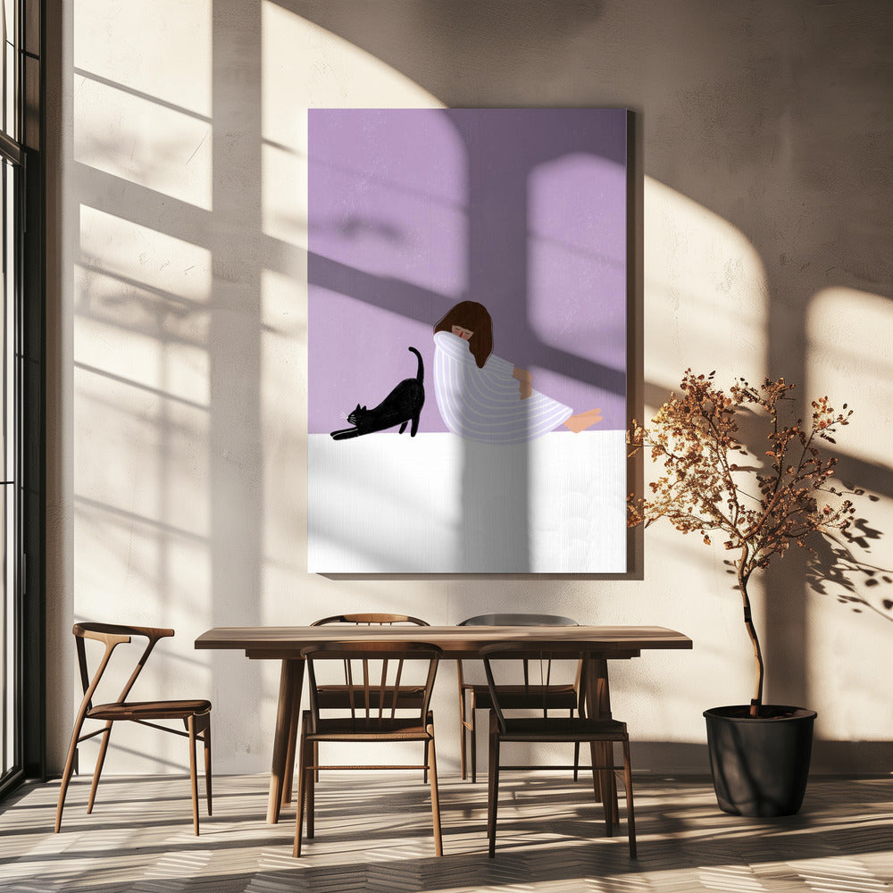 Girl and Cat | Canvas