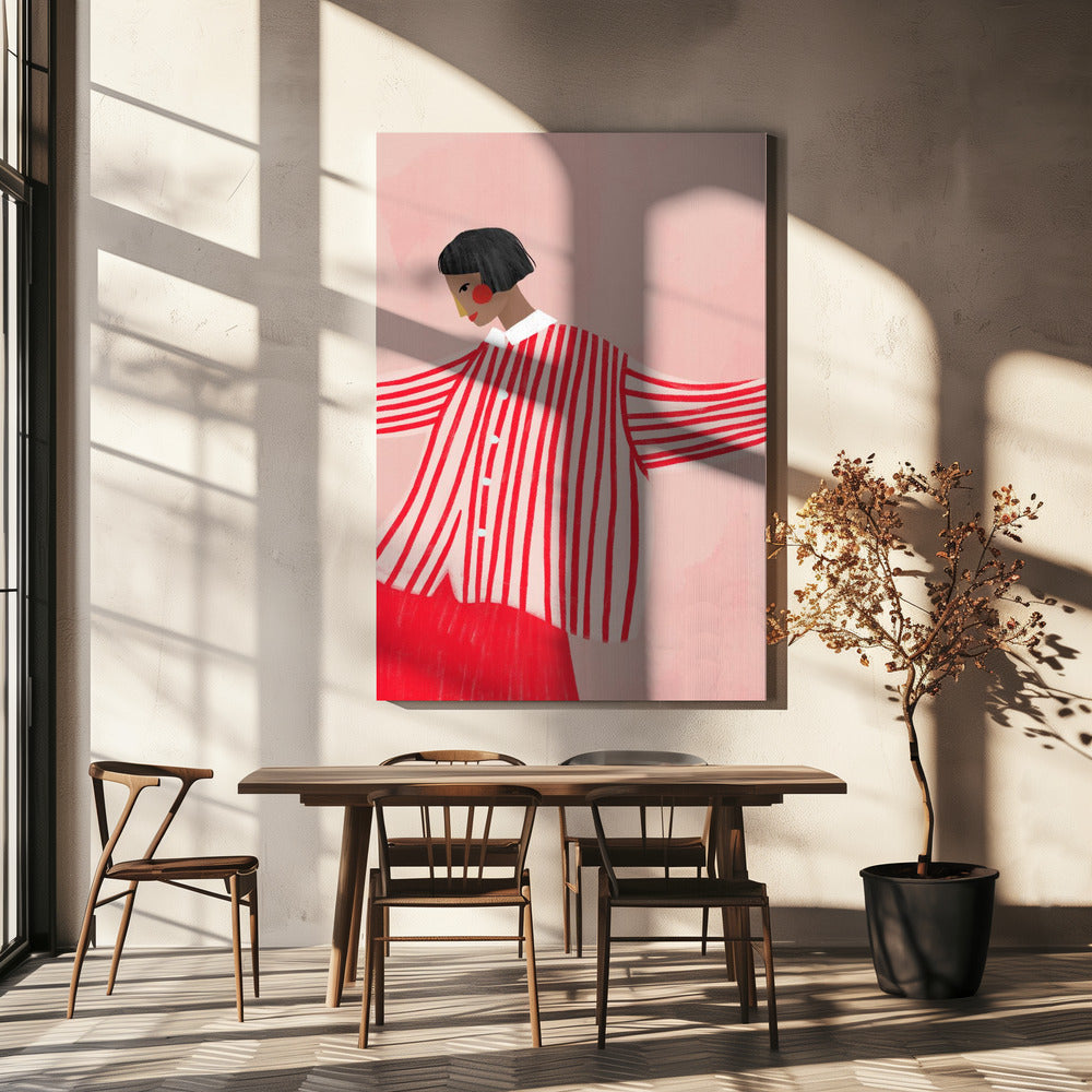 Die Frau mit den roten Streifen | Leinwand-Bilder