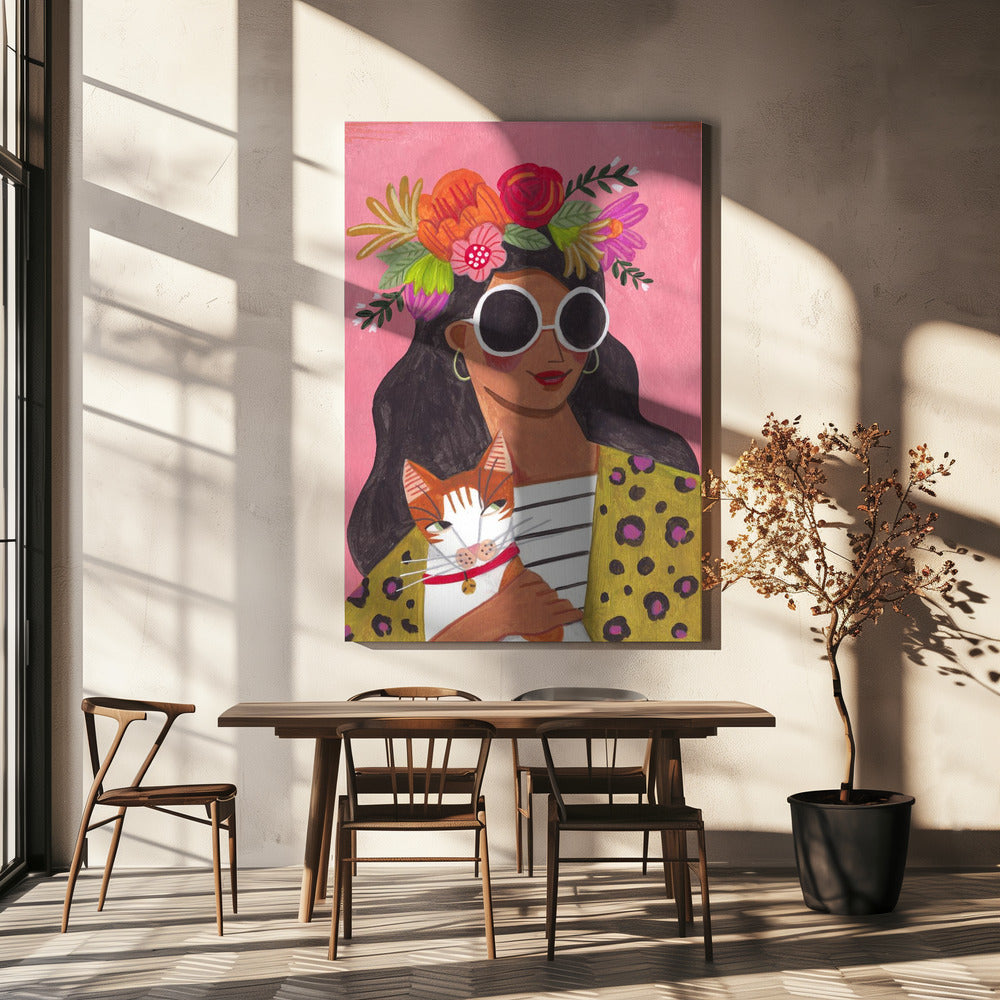 Dame aux chats | Tableaux sur Toile