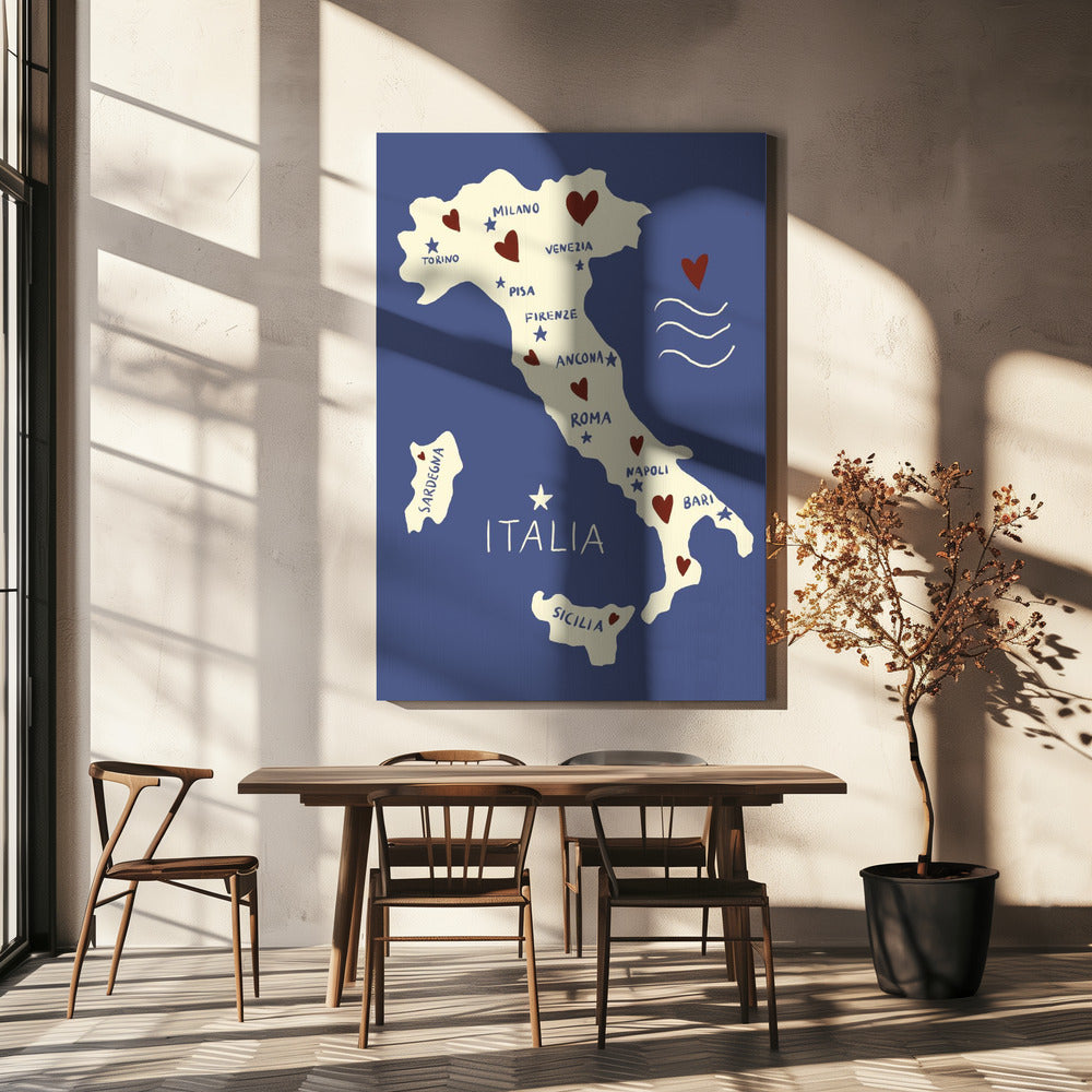 Mappa dell'Italia | Stampe su Tela