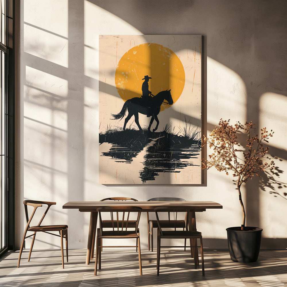 Cowboy al tramonto | Stampe su Tela