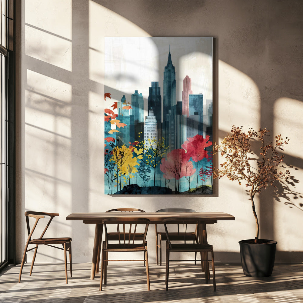 Peinture numérique à l'aquarelle de la ville de New York (1) | Tableaux sur Toile