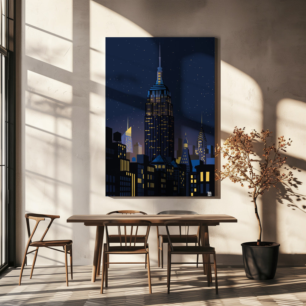 Manhattan w Nowym Jorku nocą | Wydruki na łótnie