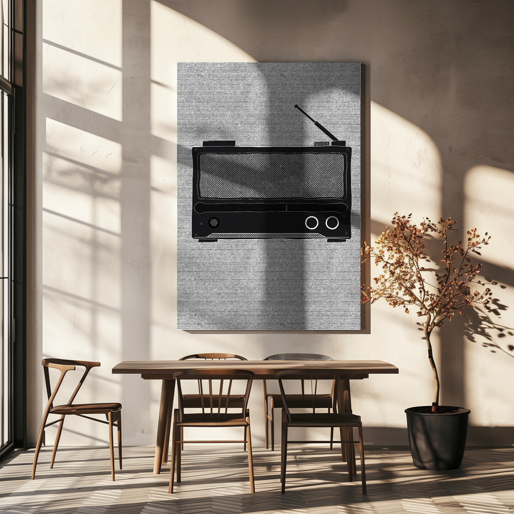 Monochrome Darstellung eines Vintage-Radios | Leinwand