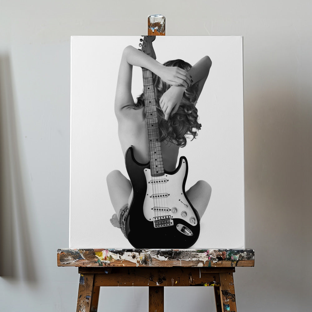 Lady und die Strat | Leinwand-Bilder