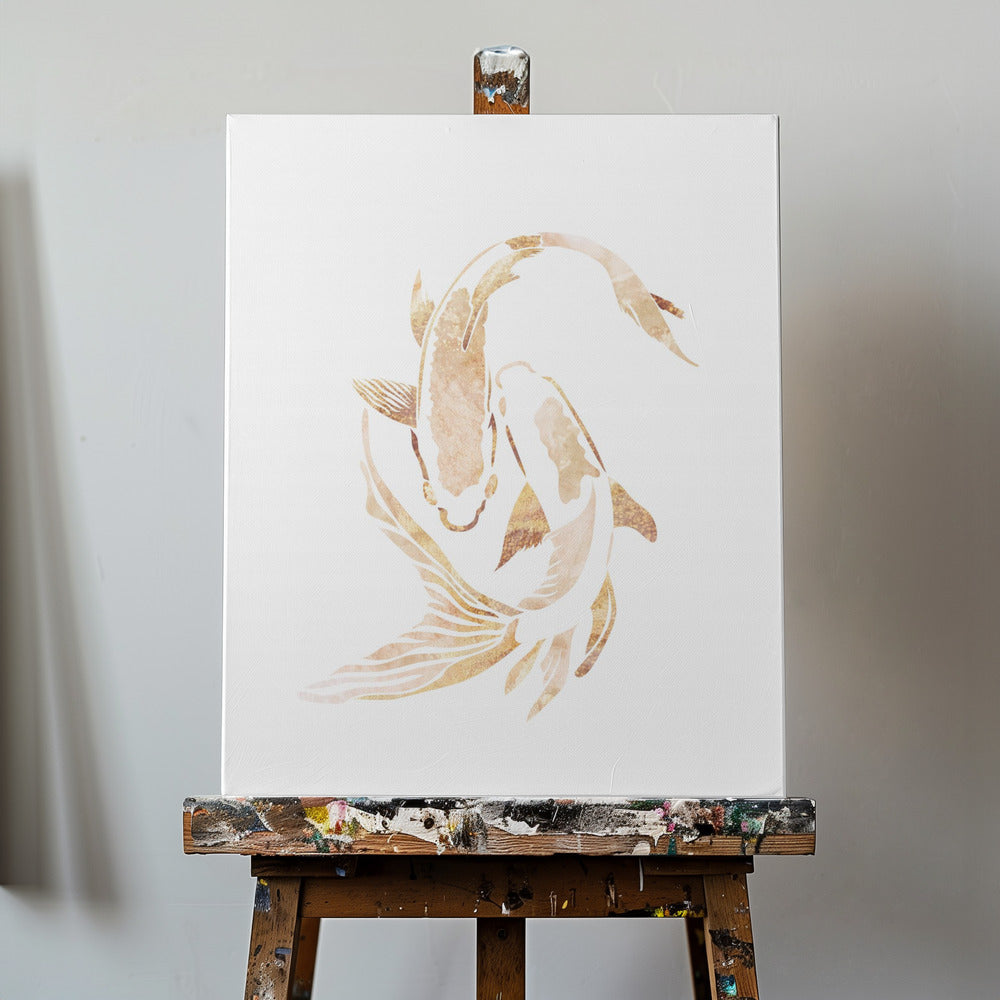 Gold White Japan Koi Fish | Canvas