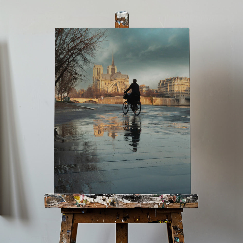 Notre Dame und Radfahrer | Leinwand-Bilder