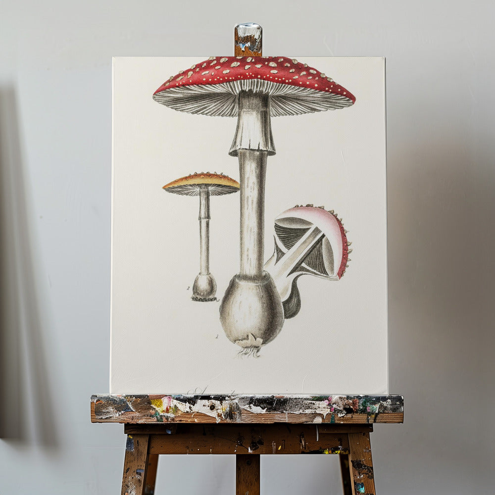 Amanita Muscaria kuvitus. Lääketieteellinen kasvitiede 1836 | Canvastaulut