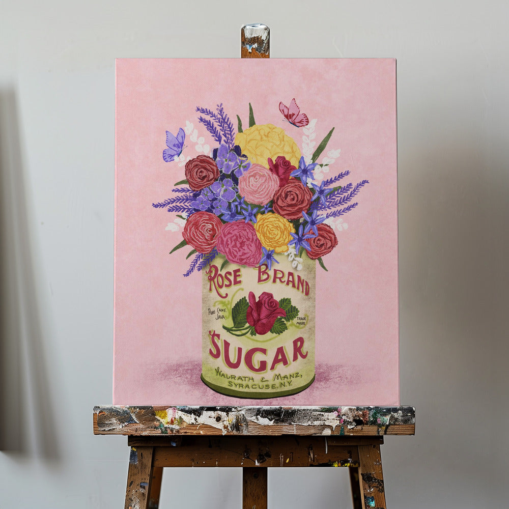Bloemen in een vintage blik | Canvasprints