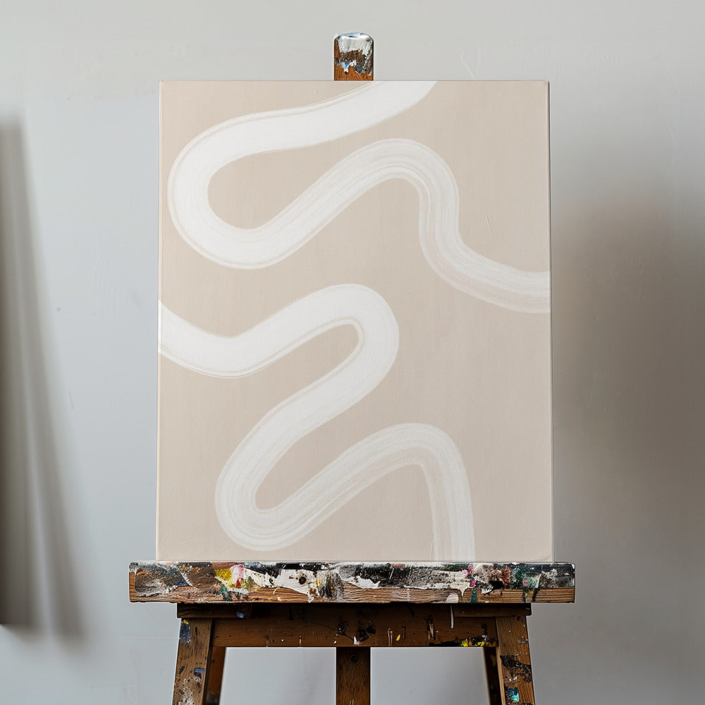 Disegno a una linea beige | Stampe su Tela