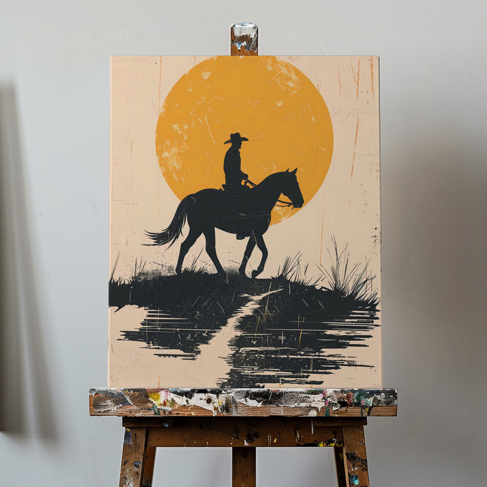 Cowboy al tramonto | Stampe su Tela