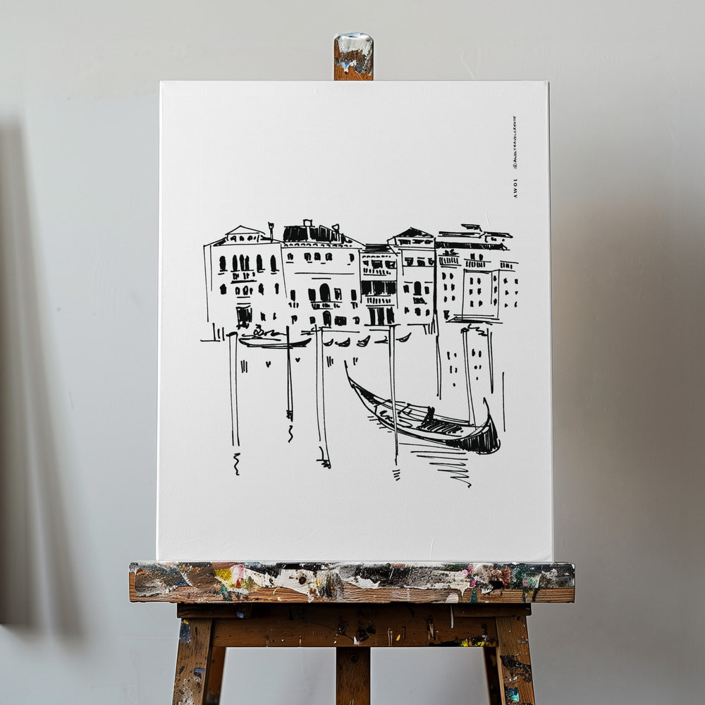 Stampa artistica di viaggio sul Canal Grande di Venezia con gondola, Italia | Stampe su Tela