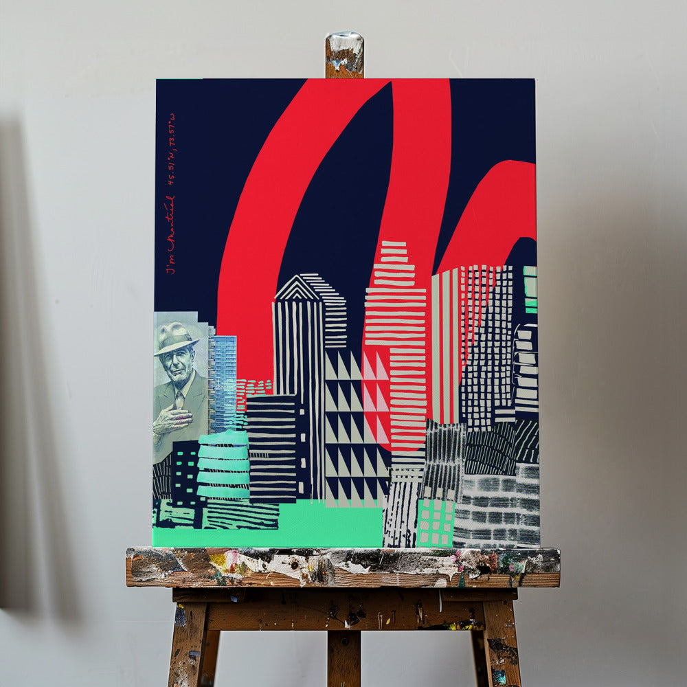 Kunst i byskyline, grafisk væg i Montreal Plakater - Kunsttryk | Lærredsbilleder