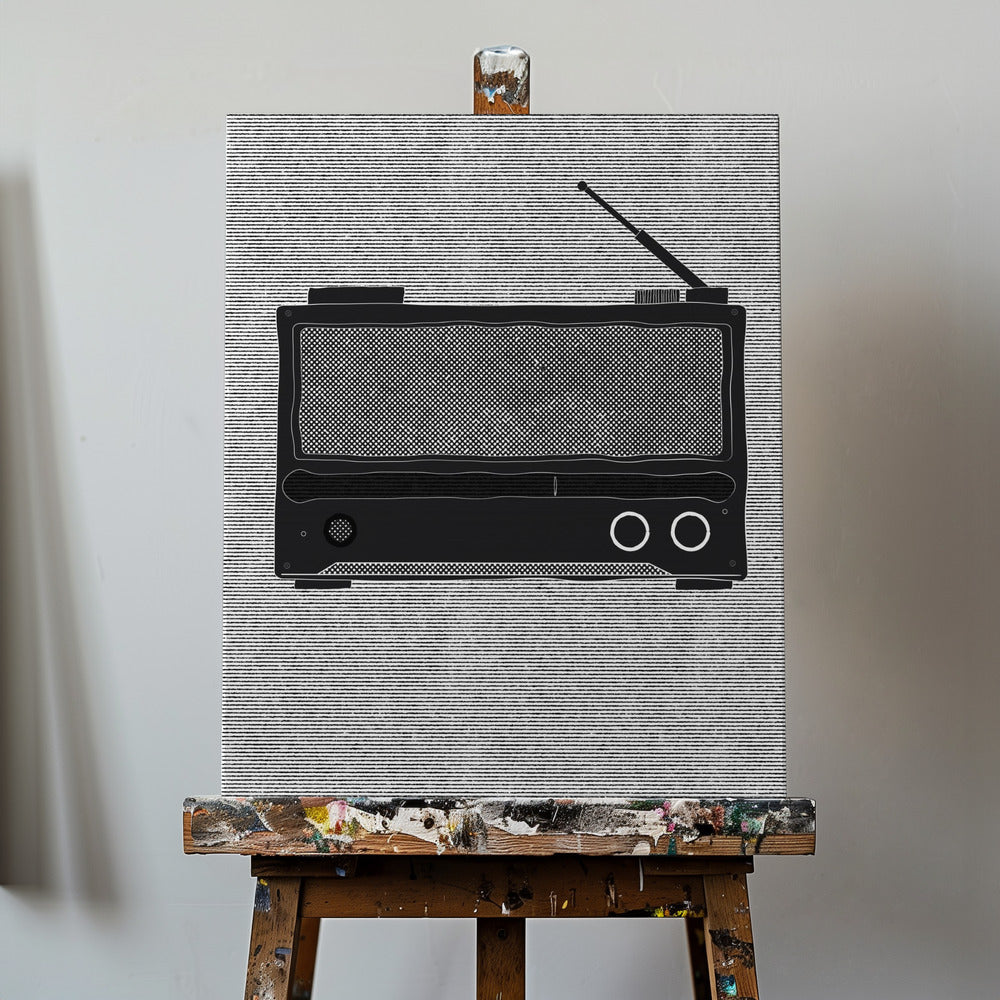Monochrome Darstellung eines Vintage-Radios | Leinwand