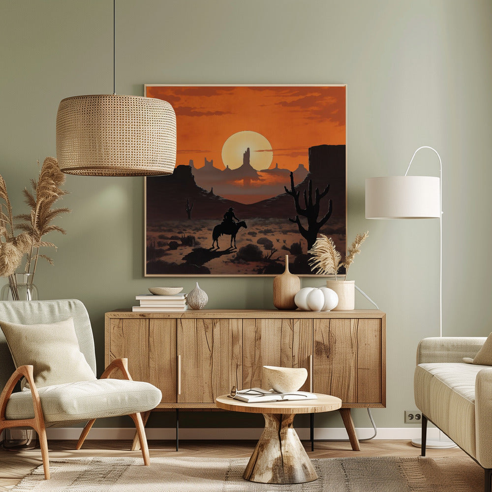 Cowboy au coucher du soleil | Tableaux sur Toile