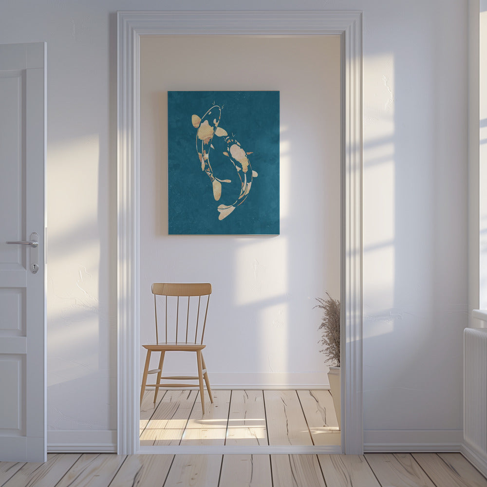 Gold Green Koi Fish | Canvas