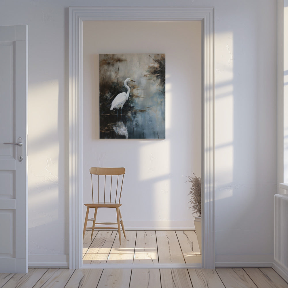 Aigrette dans le lac | Tableaux sur Toile