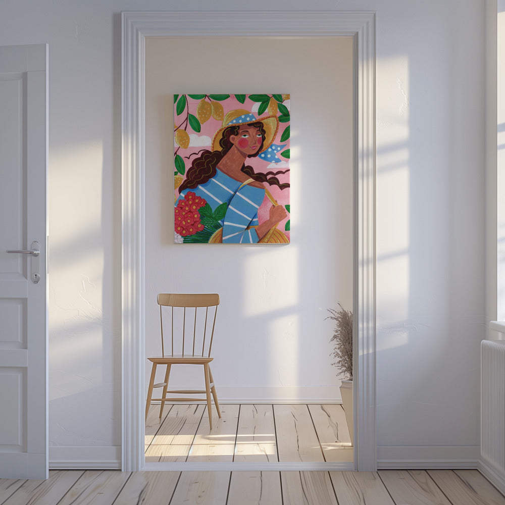 Porträtt av kvinna på Amalfikusten i Italien | Canvas