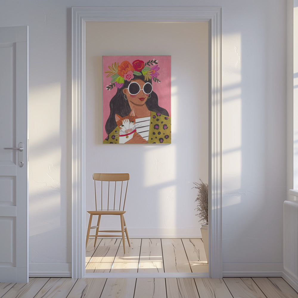 Dame aux chats | Tableaux sur Toile