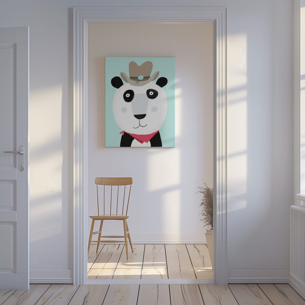 Rolig panda med cowboyhatt av konstnären Carla Daly | Canvas