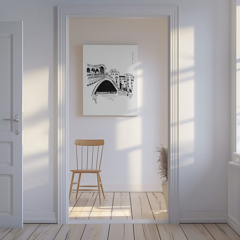 Rialtobroen, Venedig-illustration, Italiens bykunsttryk | Lærredsbilleder
