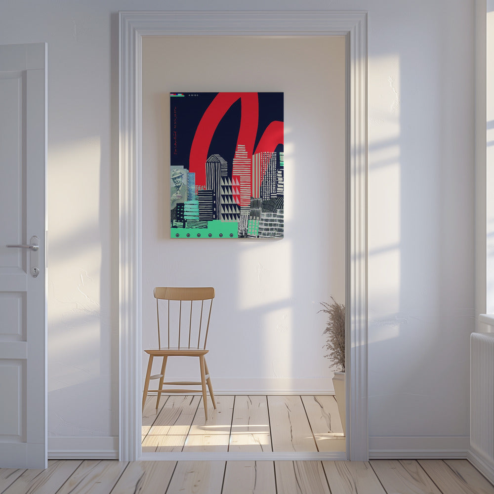 Kunst i byskyline, grafisk væg i Montreal Plakater - Kunsttryk | Lærredsbilleder