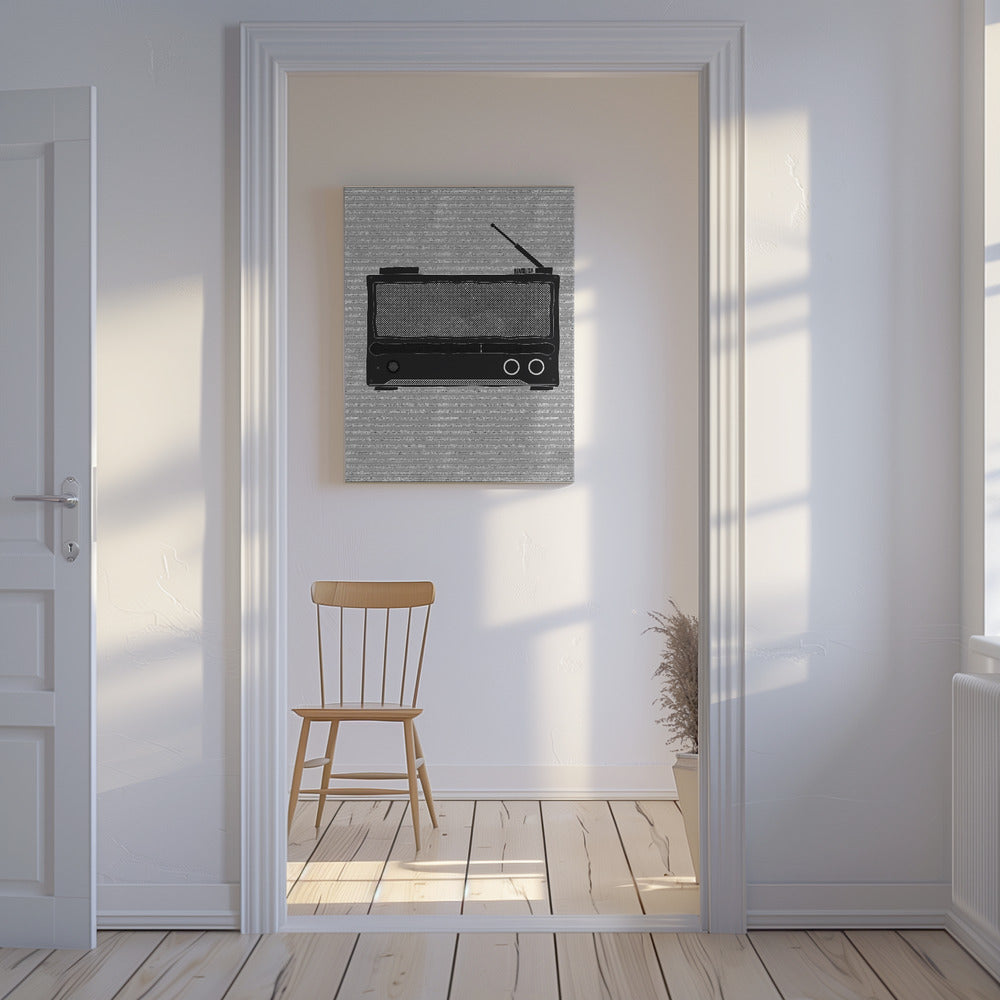 Monochrome Darstellung eines Vintage-Radios | Leinwand