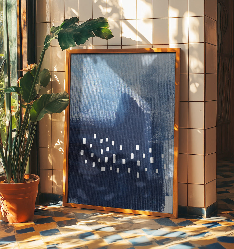 Blue Hues And White Rectangular Elements | Poster