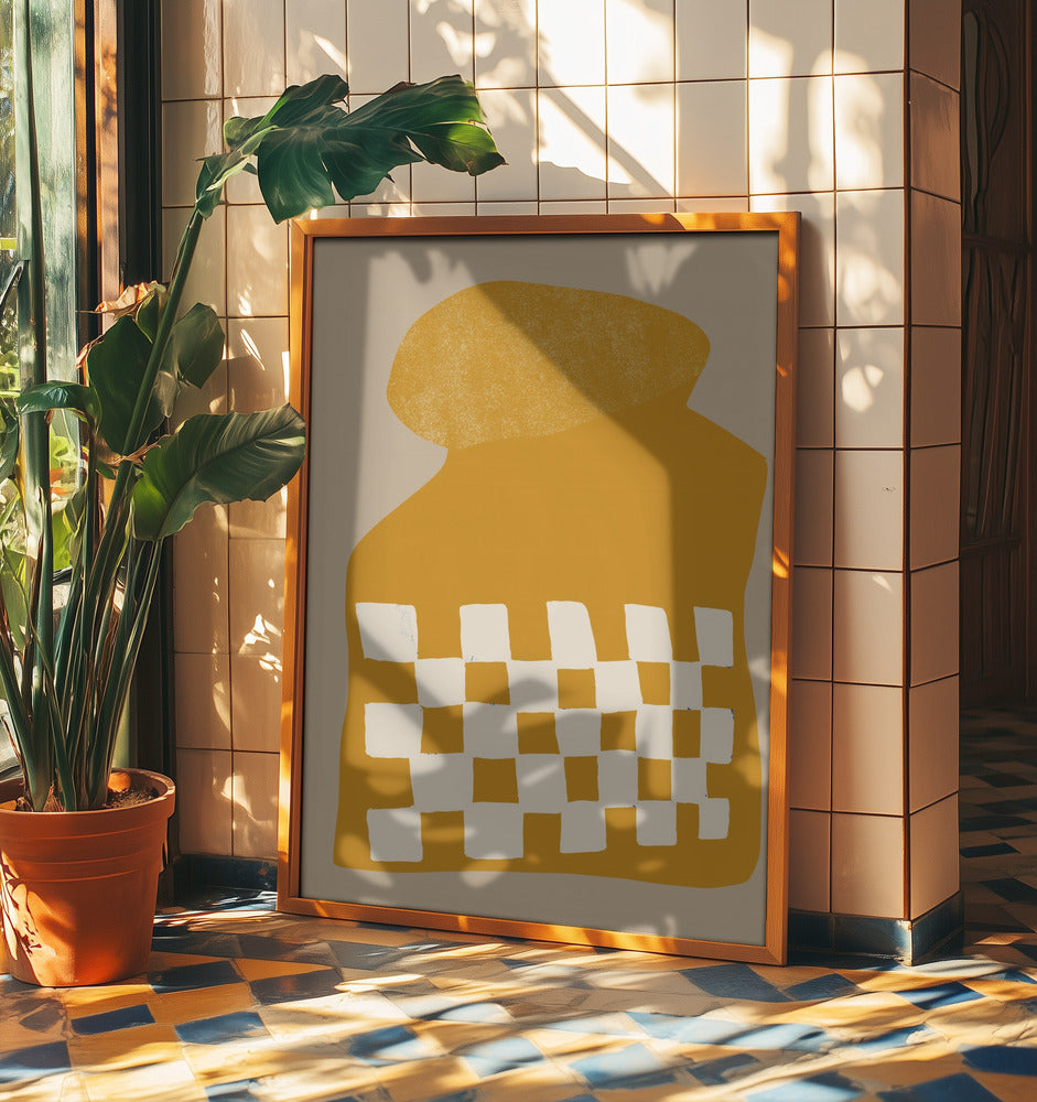 Golden Checkered Form | Poster