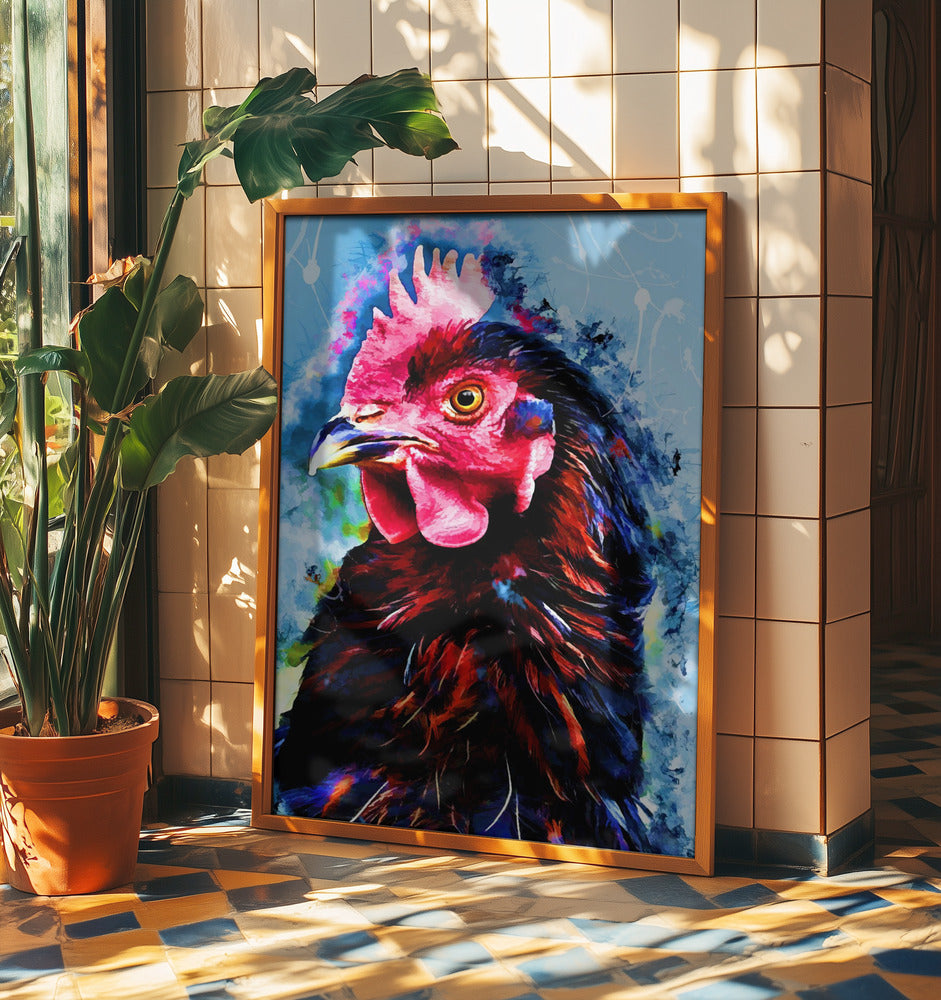 Animal Rooster Watercolor Animal Art | Poster