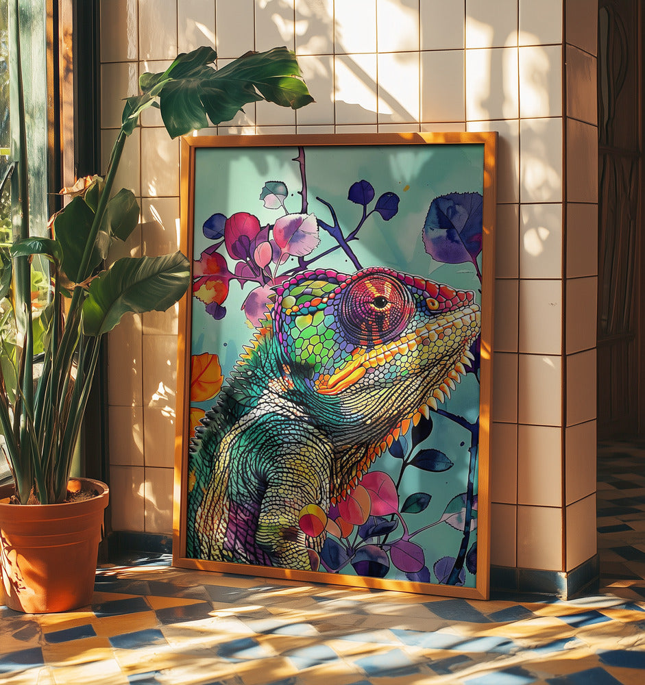 Chameleon watercolor animal art 5 | Poster