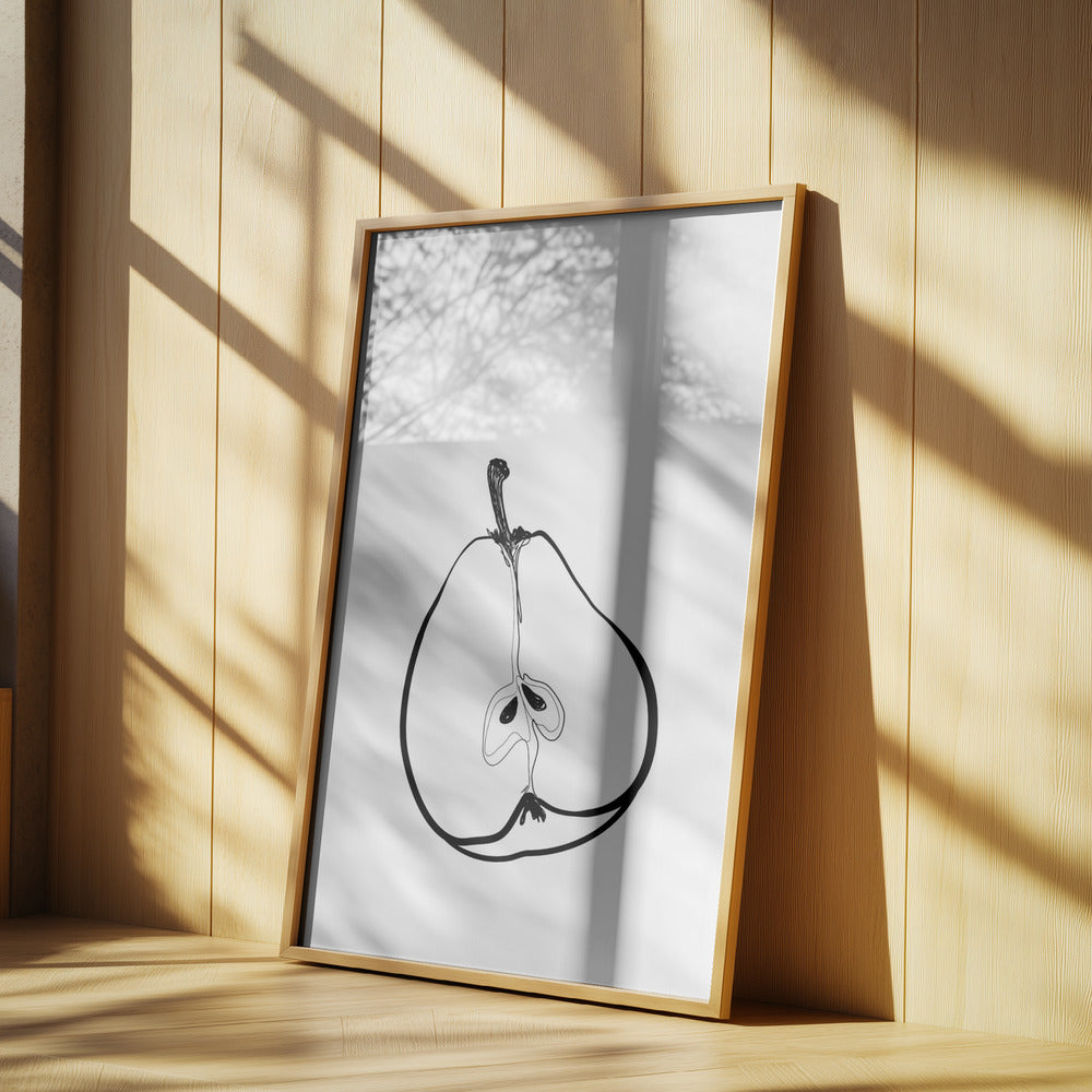 Strichzeichnung halbe Birne | Poster - Kunstdruck