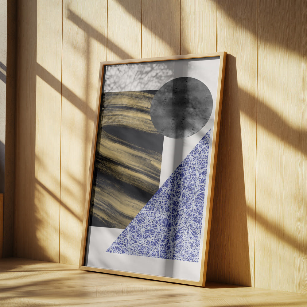 Geometric Shapes With A Black And Gold Textured | Poster