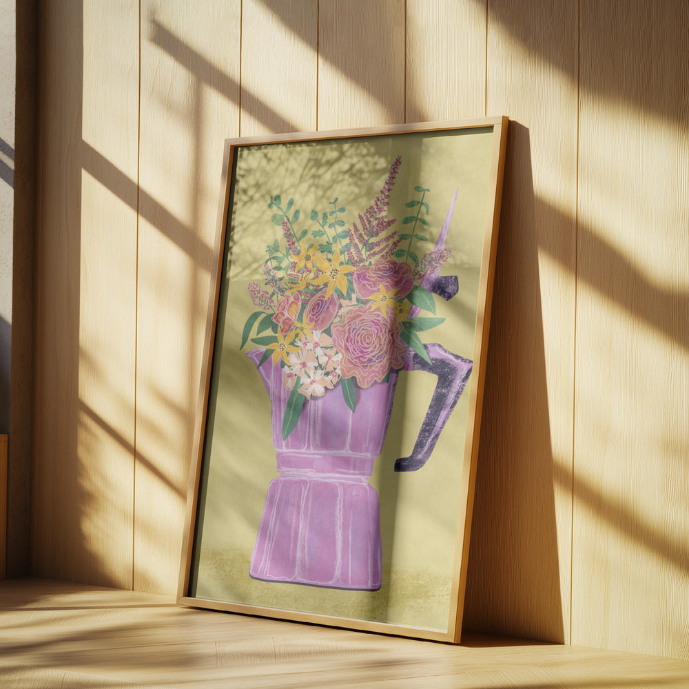 Espressomaschine mit Blumen | Poster