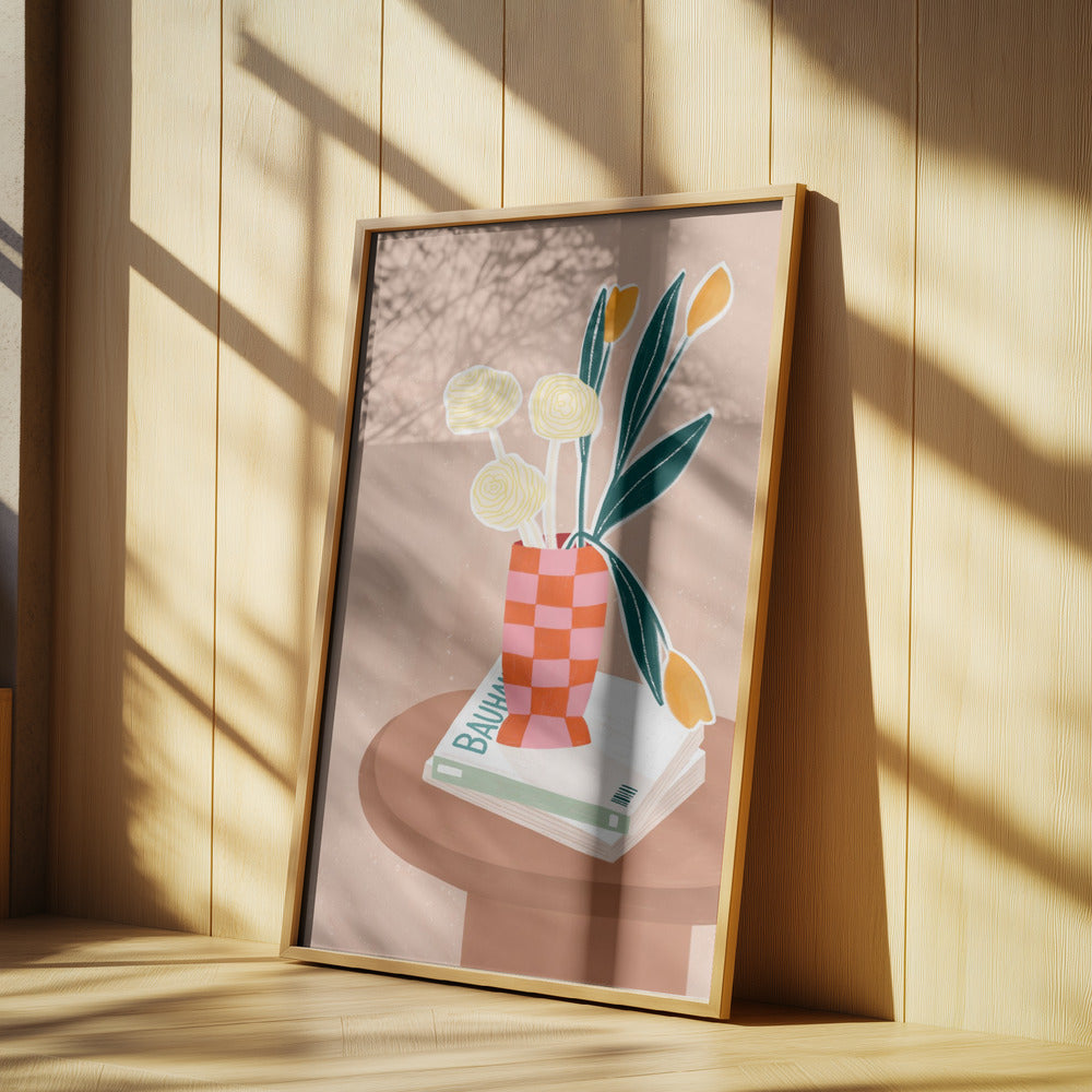 Blomma med en rutig röd vas | Poster
