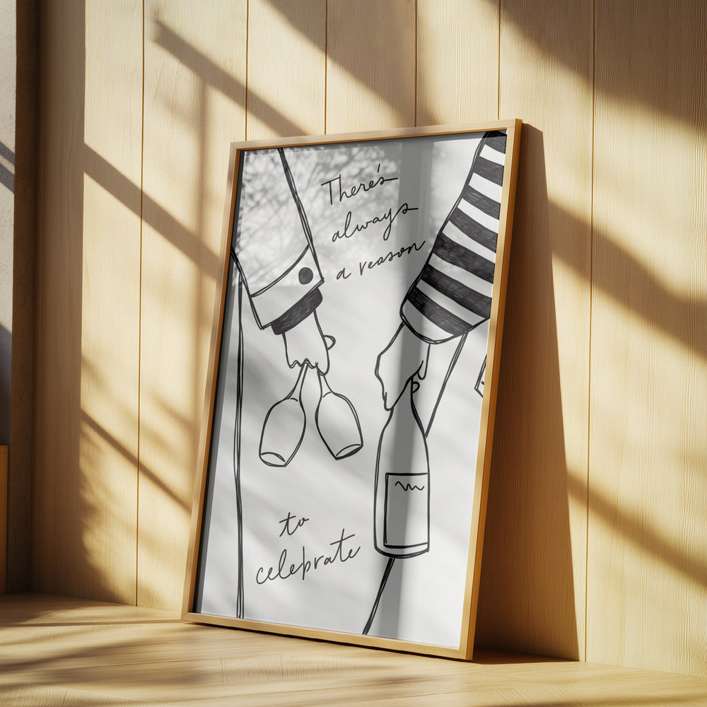 Kvinna som håller vinflaska och vinglas (svartvitt) - Wine Vin Femme Noir et Blanc | Poster