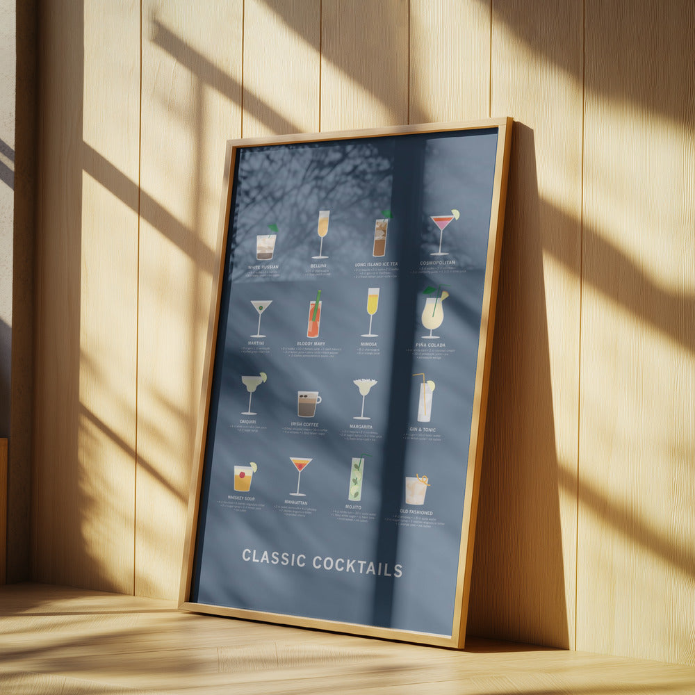 Classic Coctails poster blue | Poster