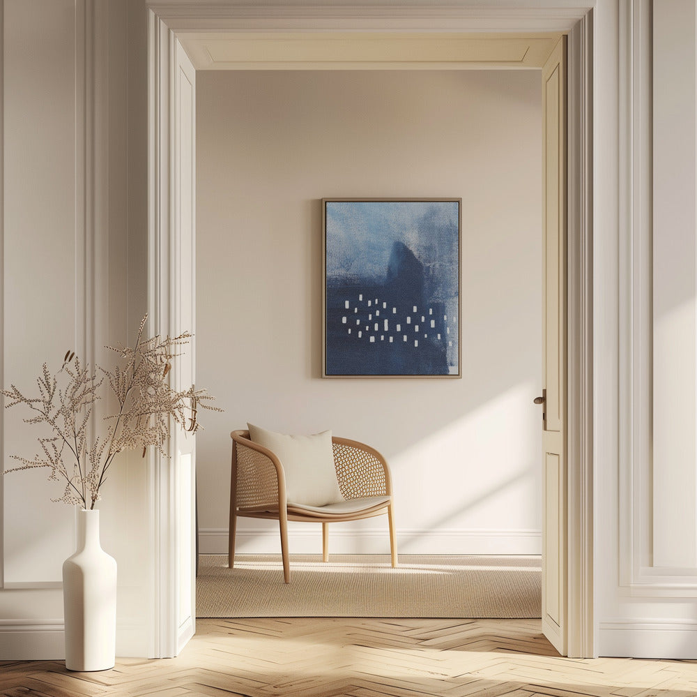 Blue Hues And White Rectangular Elements | Poster