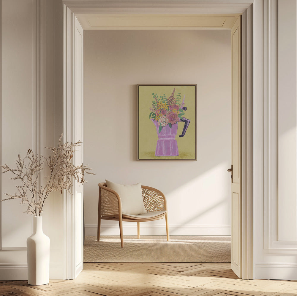Espressomaschine mit Blumen | Poster