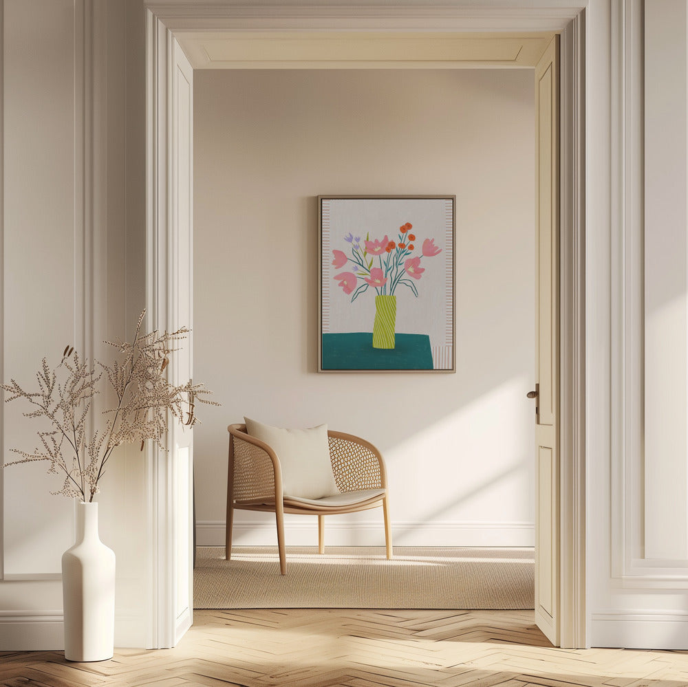 Colorful Blossoms in Stripes | Poster