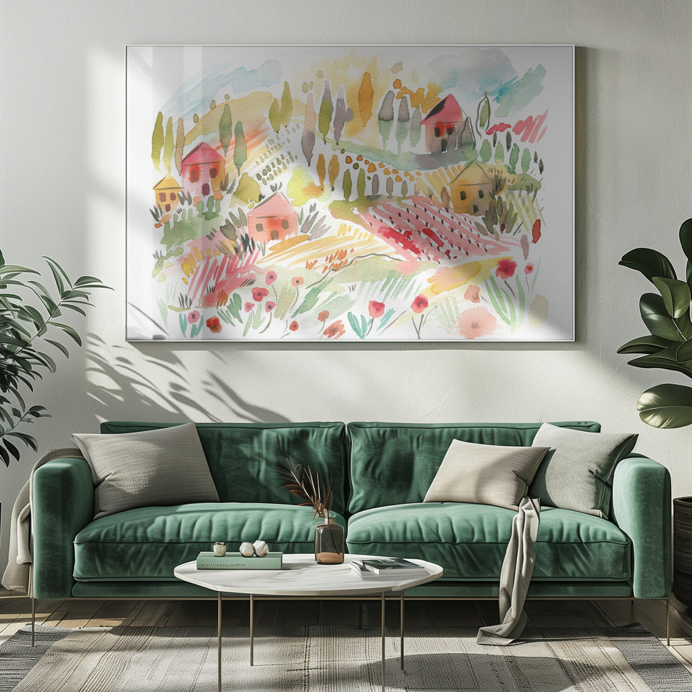Tuscany Watercolor Landscape 1 | Canvas