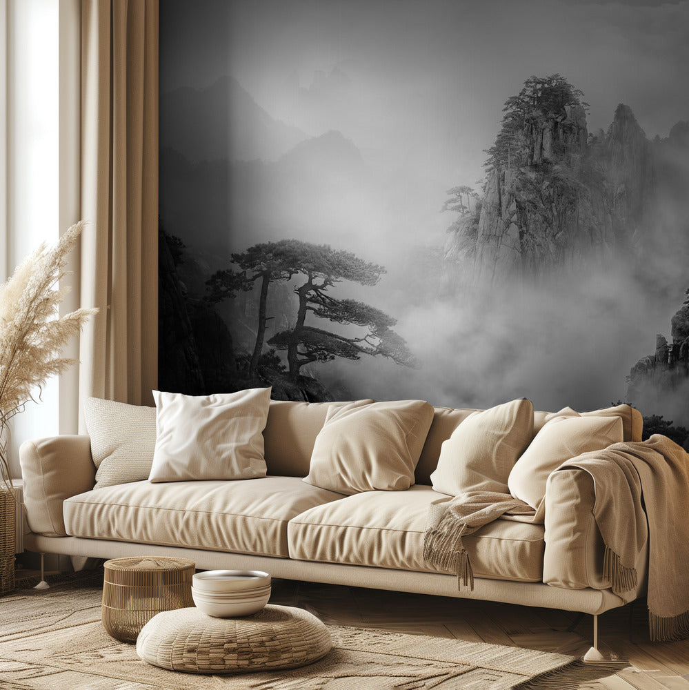 Huang Shan nella nebbia | Carta da Parati Fotografica
