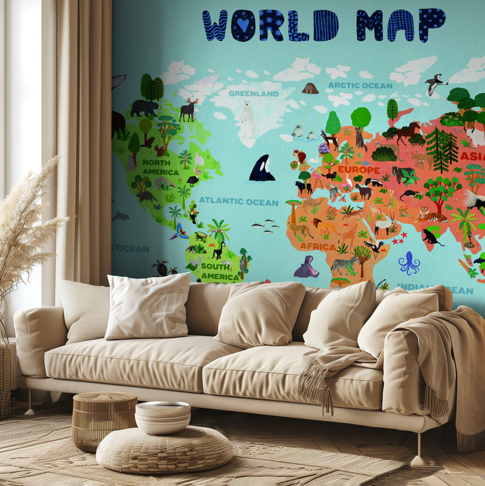 Mapa del mundo para niños | Papel Pintado Fotográfico