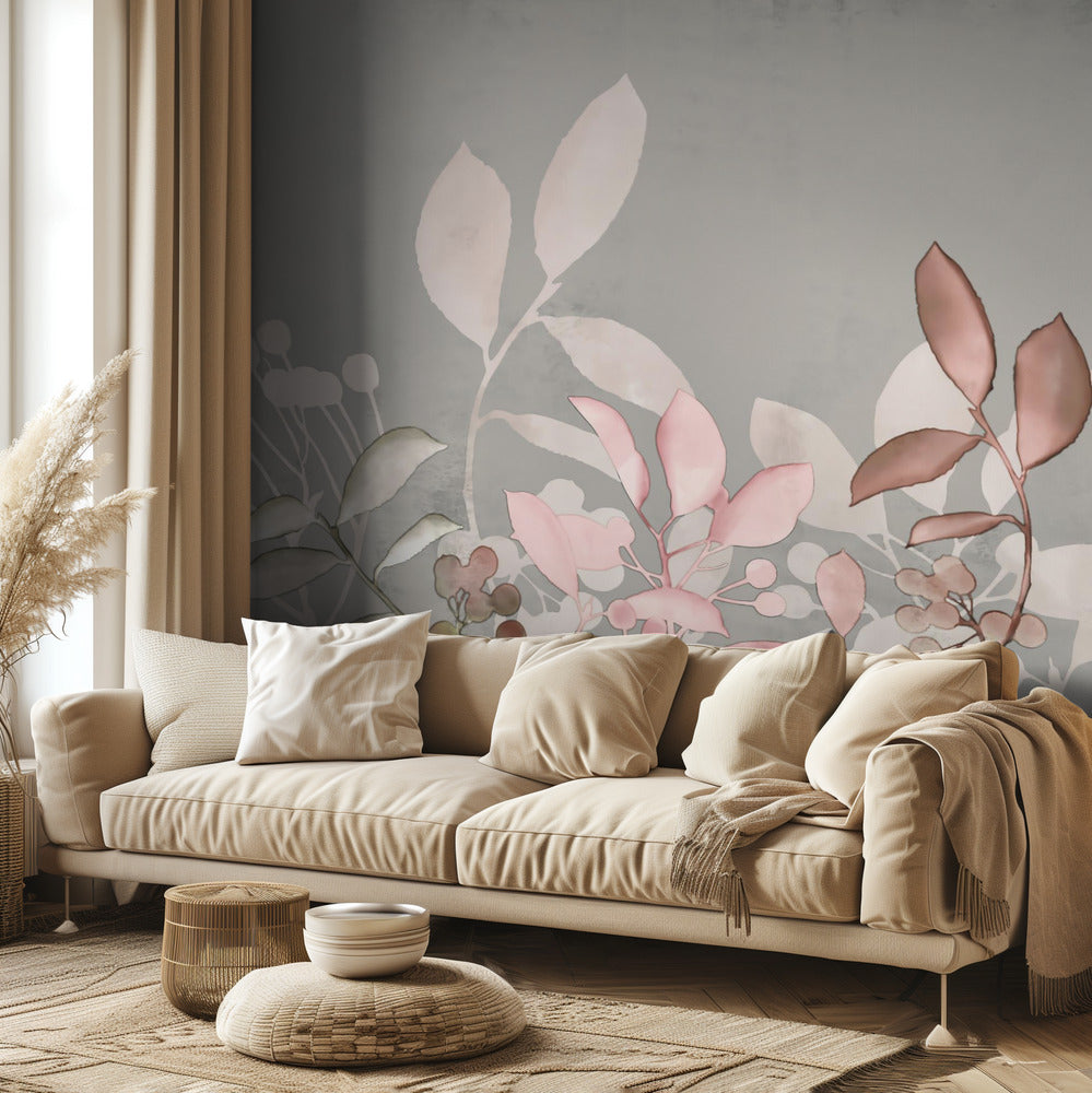 Acuarela Pastel Rosa Jardín | Papel Pintado Fotográfico